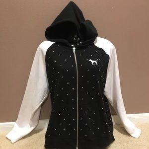 Black And White Rhinestone Pink VS jacket